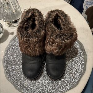 Faux Fur Trimmed SOBEL Women's Boots - Brown